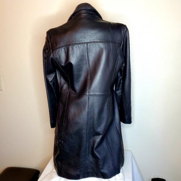 Katina Couture knee length soft leather coat M - Picture 3 of 9